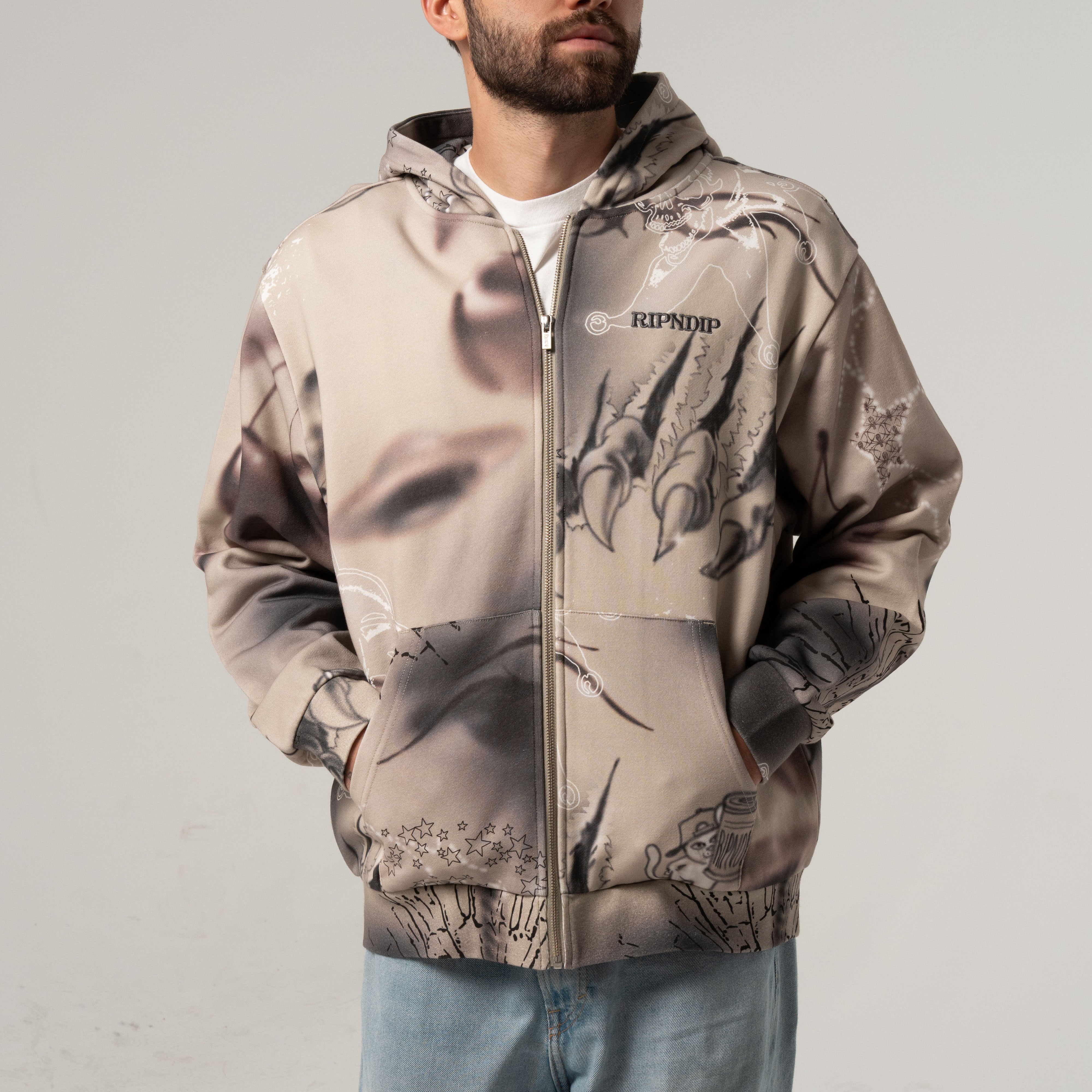 RIPNDIP Stargazing Zip Up Hoodie (Off White)