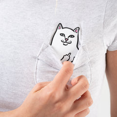 RIPNDIP Lord Nermal Cropped Baby Pocket Tee (Ash Heather)