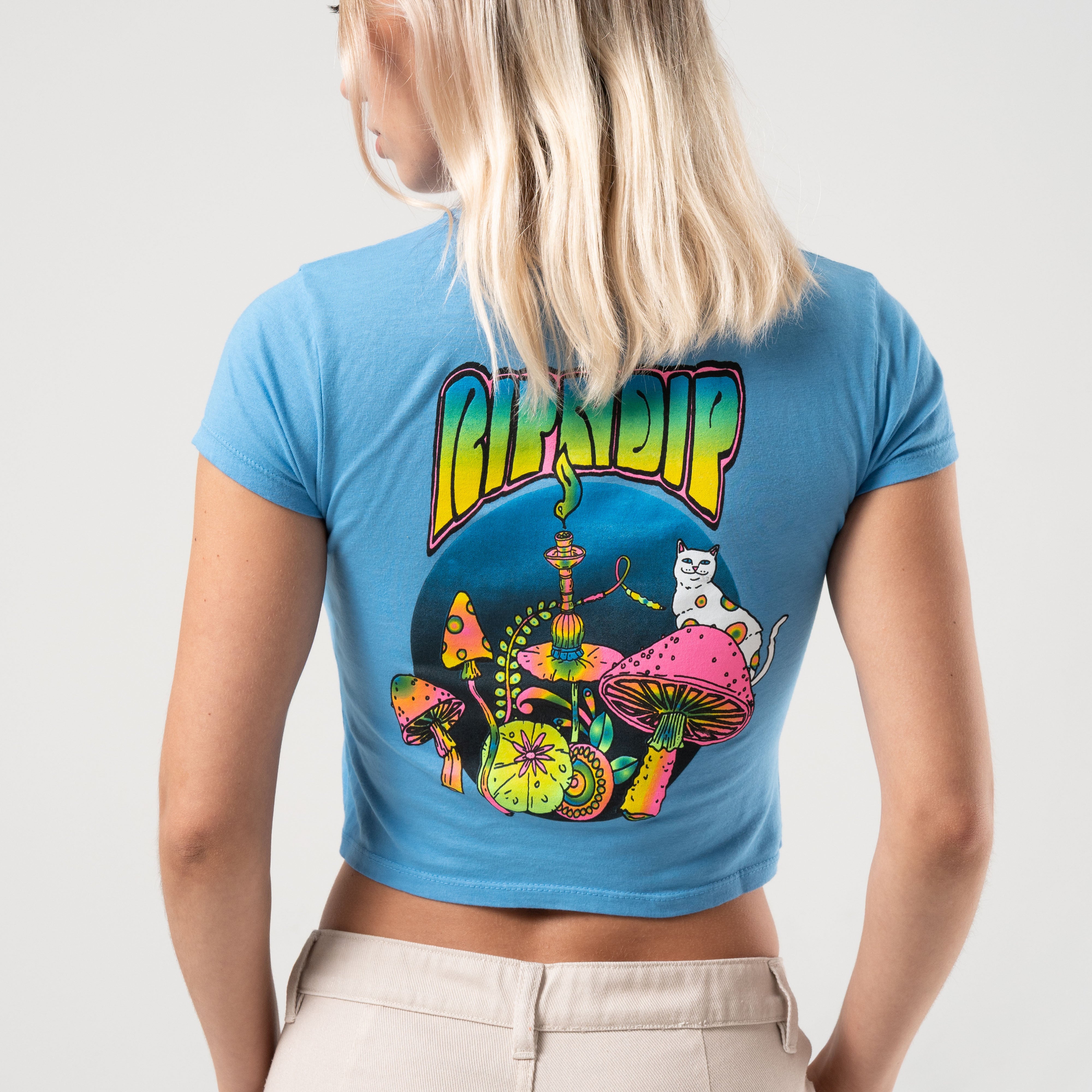 RIPNDIP Psychedelic Cropped Baby Tee (Cornflower Blue )