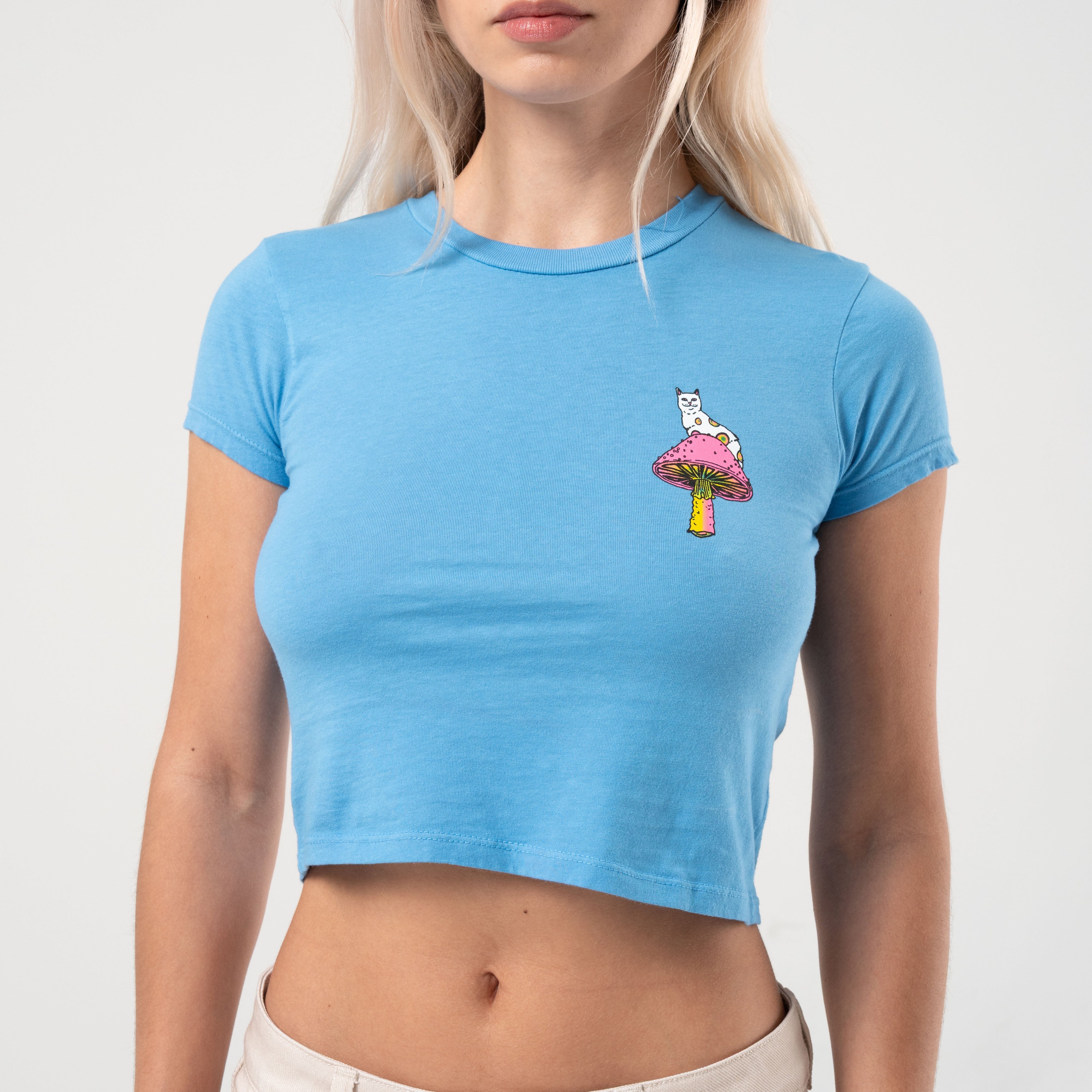 RIPNDIP Psychedelic Cropped Baby Tee (Cornflower Blue )