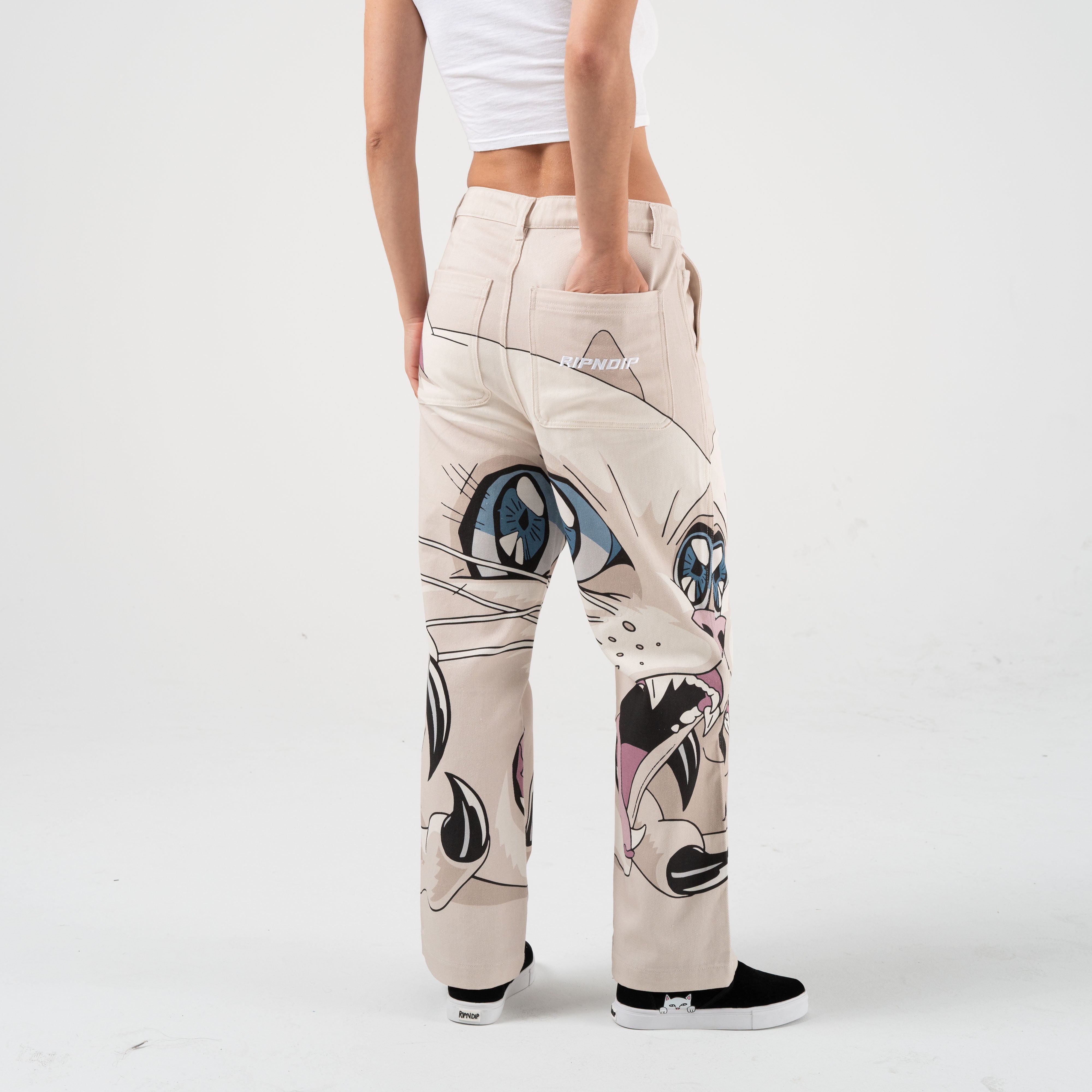RIPNDIP Metal Claw Wide Leg Pants (Bone)