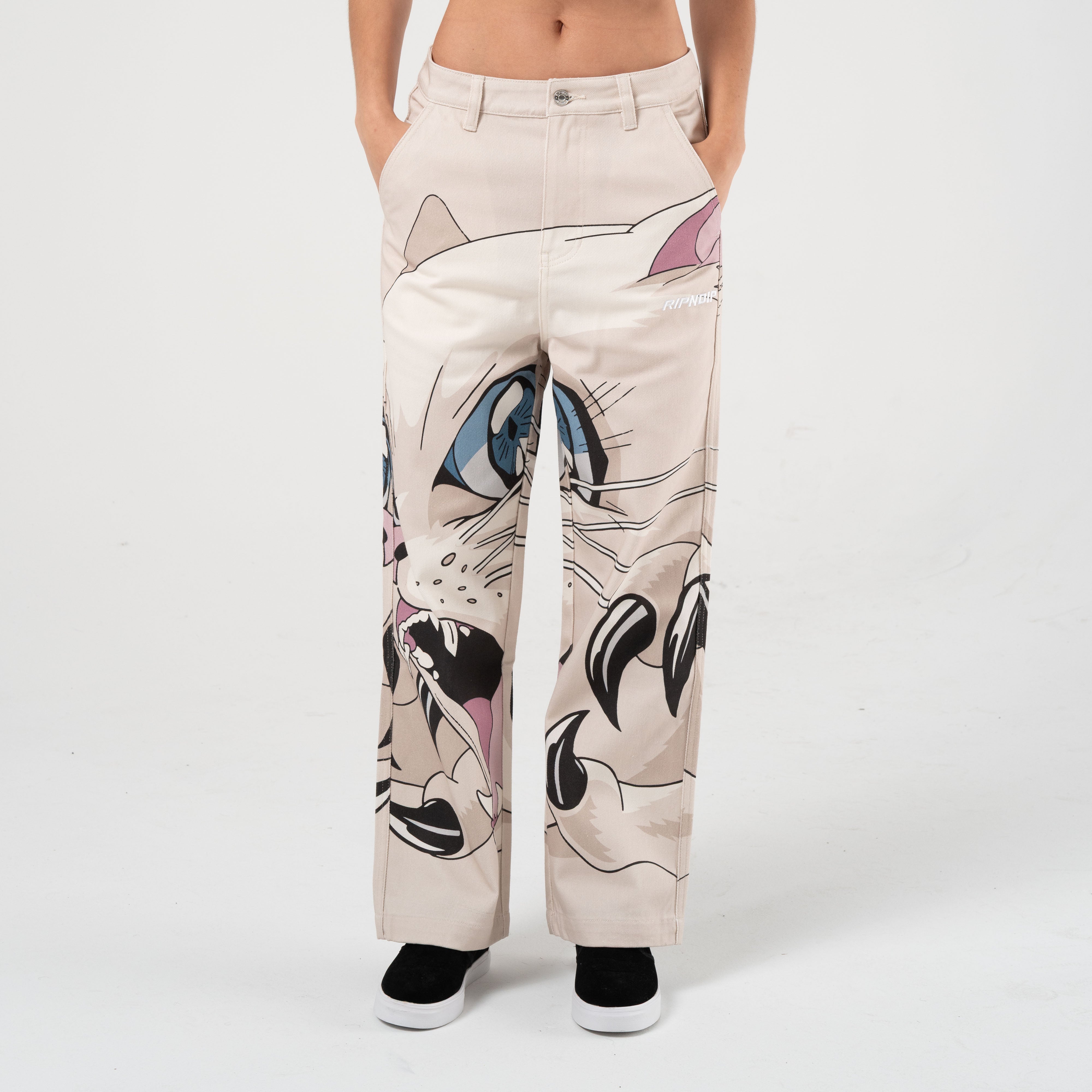 RIPNDIP Metal Claw Wide Leg Pants (Bone)