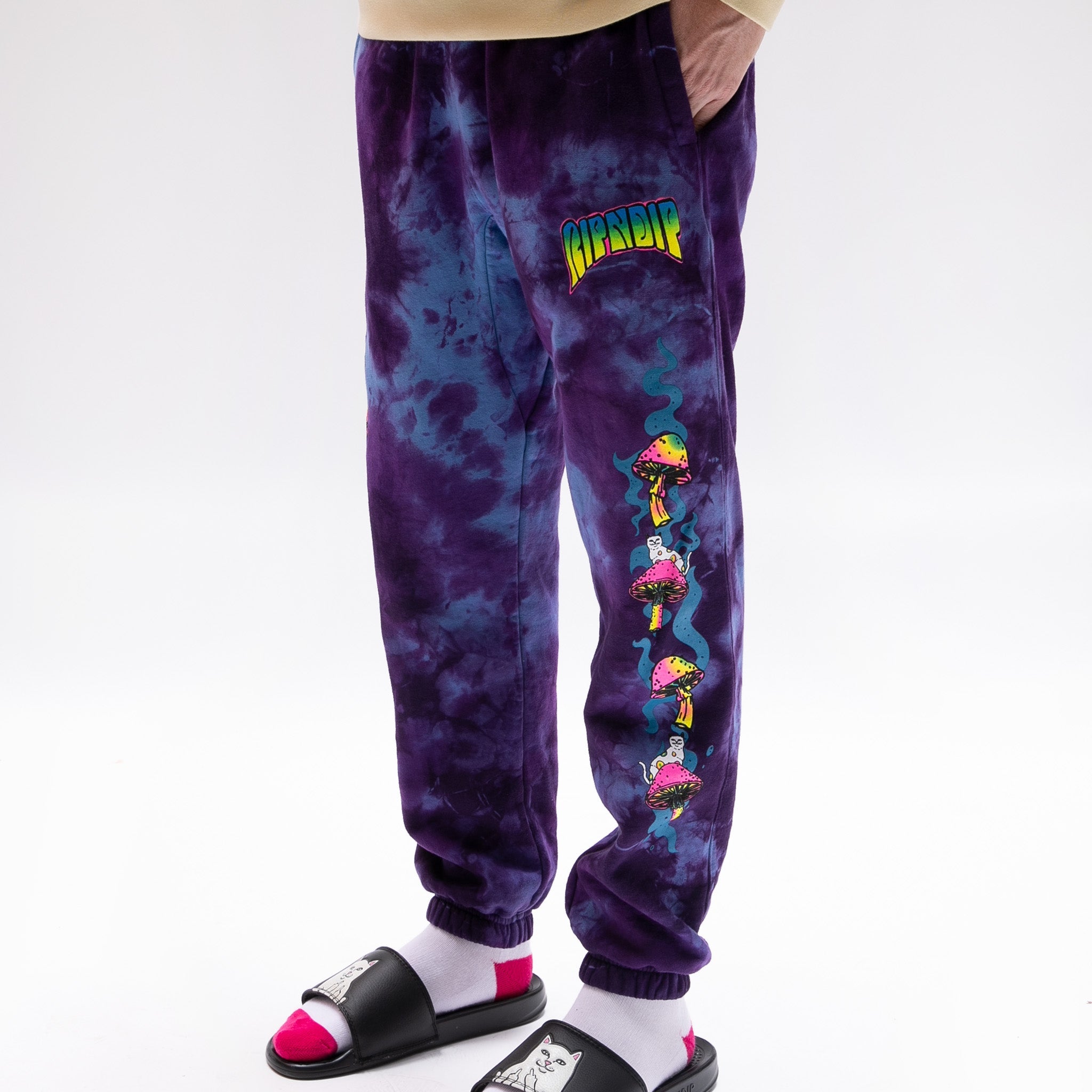RipNDip Psychedelic Sweat Pants (Purple Lightning Wash)