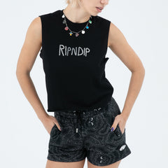 RIPNDIP OG RIPNDIP Cropped Rhinestone Tank (Black)