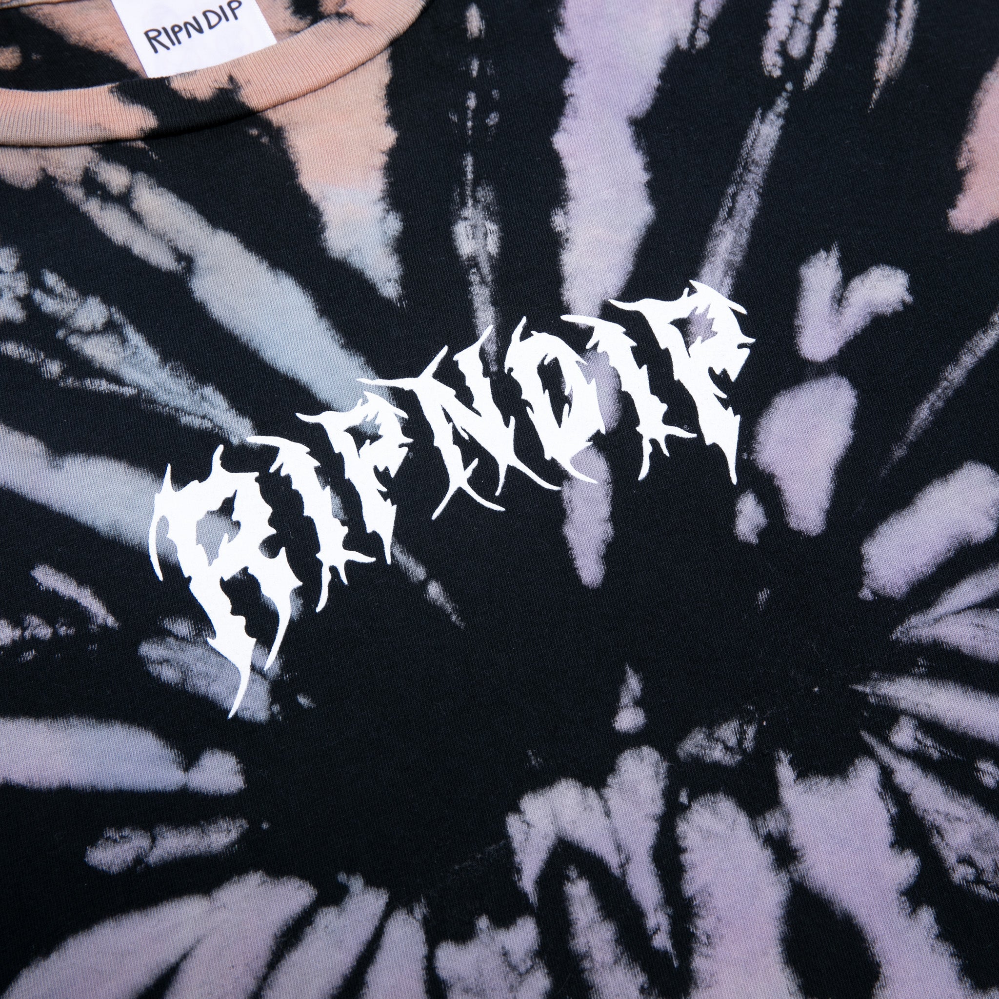 RIPNDIP Nikola Crop Tee (Black/Peach/Purple Tie Dye)